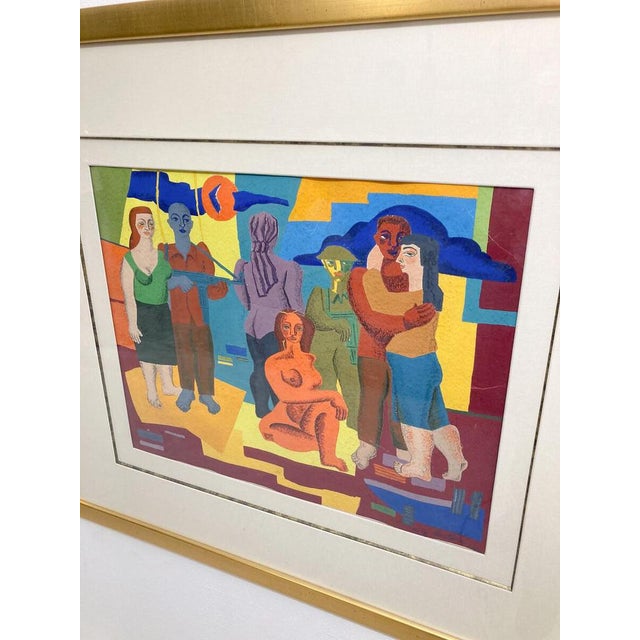 Leclère, Mid-Century Modern, 1960s, Watercolor For Sale - Image 4 of 7