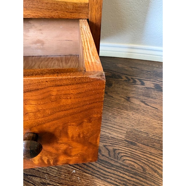 Brown Vintage Traditional Solid Wood 2-Drawer Mobile File Cabinet on Darnell Industrial Casters For Sale - Image 8 of 12