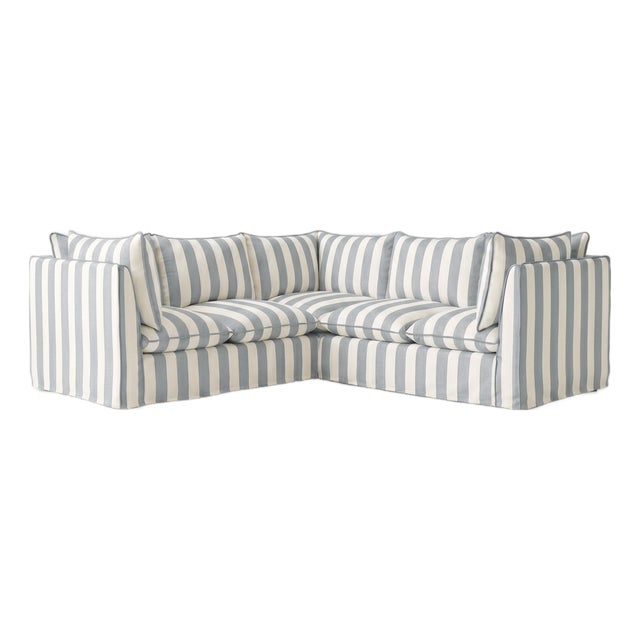 Sophie Conran Coco 3x3 Sectional Sofa - Garden Grey Stripes with Knife Edge Cushion For Sale