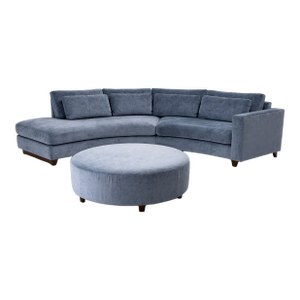 One-of-One Bespoke Curved 2 Piece Sectional + Ottoman + Custom Table