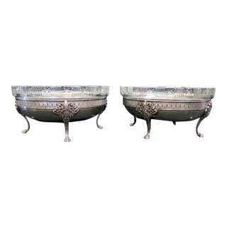 Vintage Continental Silver/Crystal Table Servers - A Pair For Sale