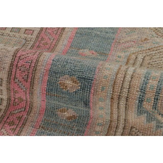 Textile Vintage Turkish Rug With Pastel Geometric Medallion Design - Rug & Kilim For Sale - Image 7 of 9