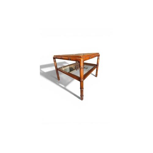 Vintage Bamboo Display Cabinet with Vienna Straw and Glass Shelves For Sale - Image 10 of 10