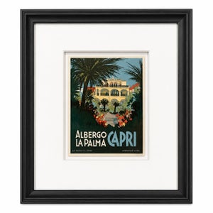 Vintage Albergo La Palma Capri Framed Luggage Label
