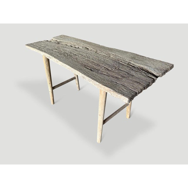 Andrianna Shamaris St. Barts Teak Wood Console Table For Sale - Image 13 of 18