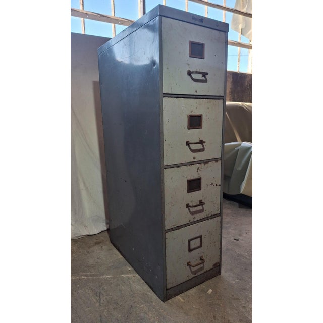 1940s Industrial Metal Filing Cabinet with Drawers by Y.A. Chauvin, Paris, France, 1940s For Sale - Image 5 of 11