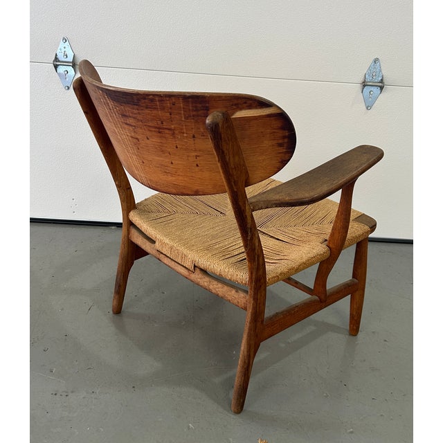1950s Pair of Ch22 Lounge Chairs Attributed to Hans Wegner For Sale In Portland, OR - Image 6 of 12
