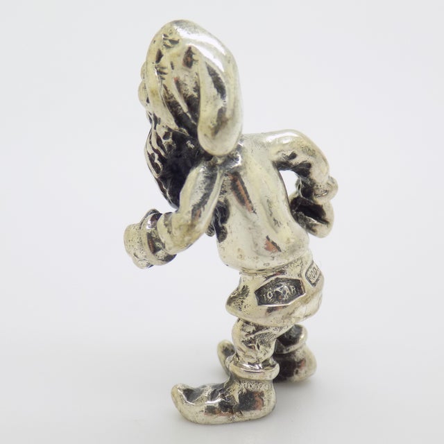 Vintage Italian Handmade Genuine Silver Garden Gnome Dollhouse Miniature Figurine For Sale - Image 6 of 10
