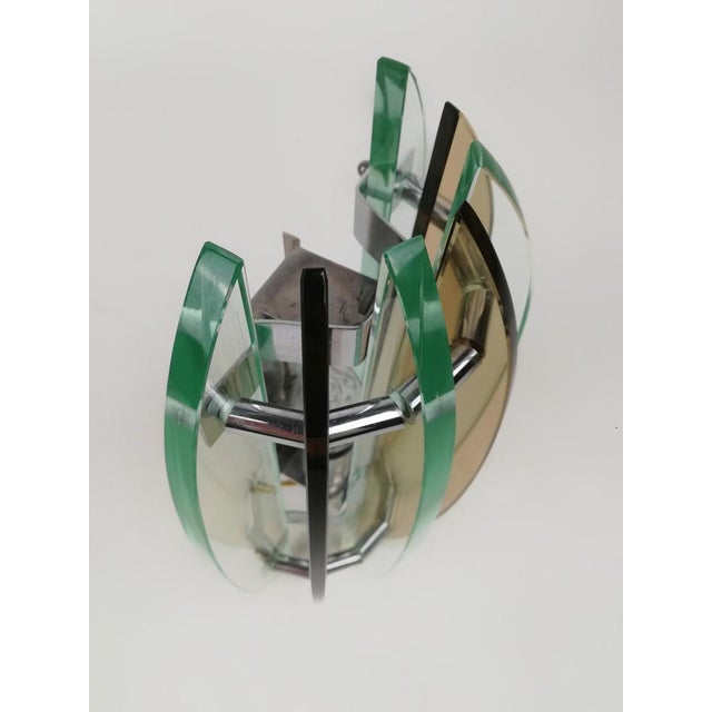 Glass Wall Sconces in Colored Glass and Chrome from Veca, Italy, 1970s, Set of 2 For Sale - Image 7 of 18