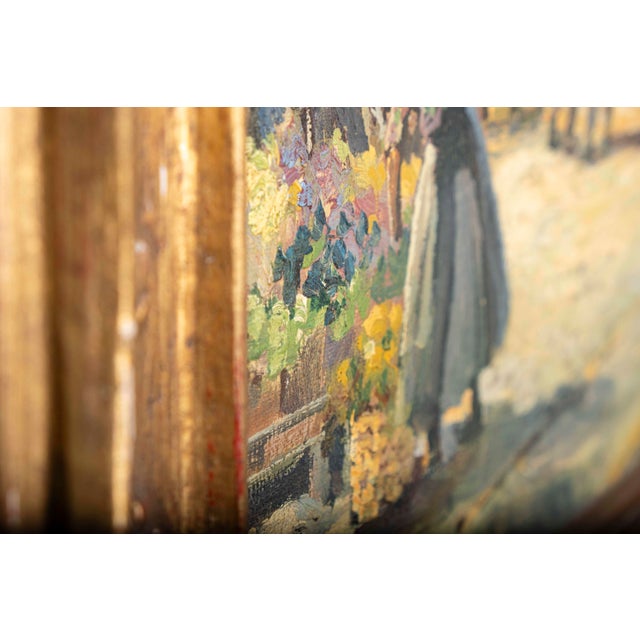 Cream Early 20th Century Large European Flower Market Oil Painting, Signed H. Johannsen, Ornate Gilt Frame For Sale - Image 8 of 17