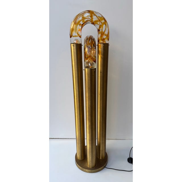 Brass Brass Floor Lamp Murano Glass by Aldo Nason for Mazzega, Italy, 1970s For Sale - Image 8 of 11