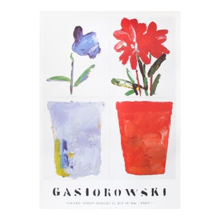 1995 French Exhibition Poster, Gerard Gasiorowski, Pots De Fleurs 131-132 For Sale