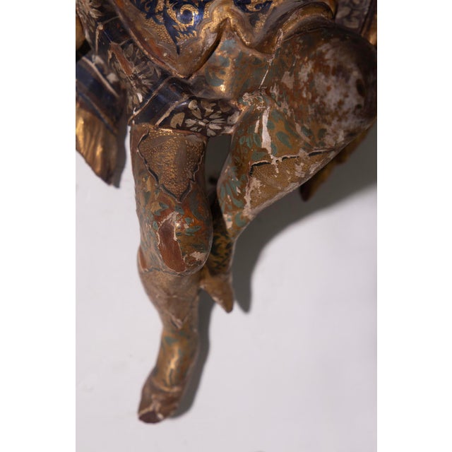 Antique Italian Venetian Polychrome Wall Consoles, 1800, Set of 2 For Sale - Image 11 of 14