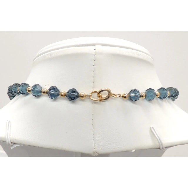 Napier Vintage 1960s Signed Napier Goldtone Blue Faceted Beads Single Strand Necklace For Sale - Image 4 of 5