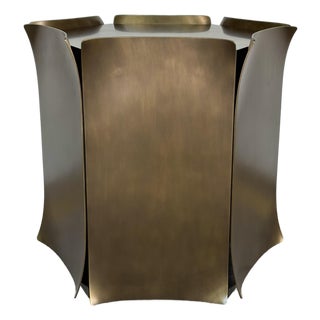 Jonathan Charles Asian Modern Brass and Black Wood Hammersmith End Table For Sale