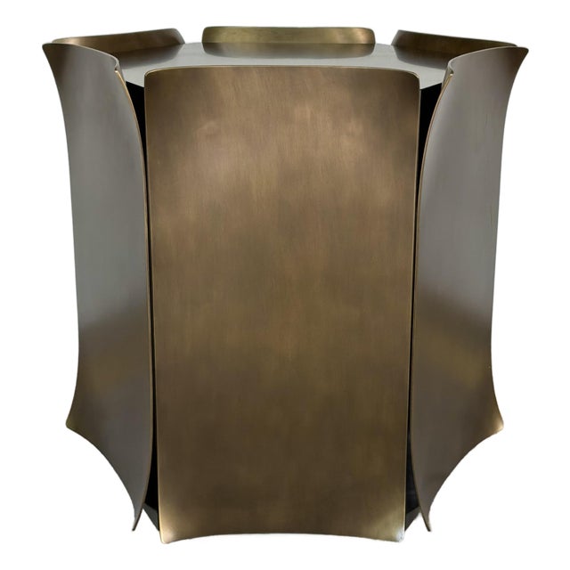 Jonathan Charles Asian Modern Brass and Black Wood Hammersmith End Table For Sale
