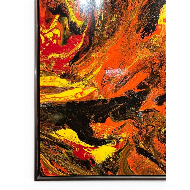 Richard Mann Richard Mann "Red" Abstract Acrylic Painting in Metal Frame For Sale - Image 4 of 5