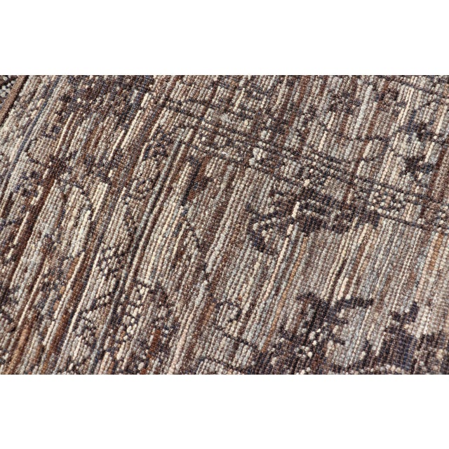 Modern Hand-Knotted Oushak Designed Runner in Wool With Sub-Geometric Design 3'1 X 8'4 For Sale - Image 11 of 11