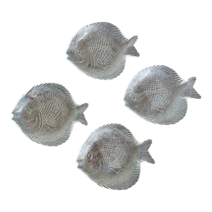 Vintage Glass Fish Appetizer Plates - Set of 4