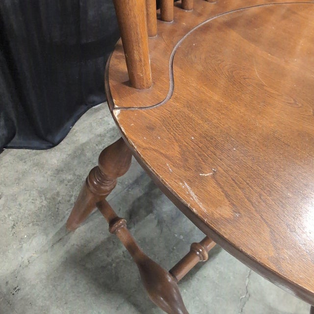 Wood Ethan Allen Heirloom Maple Fan Back Windsor Dining Chairs, Nutmeg Finish - Set of 5 For Sale - Image 7 of 7