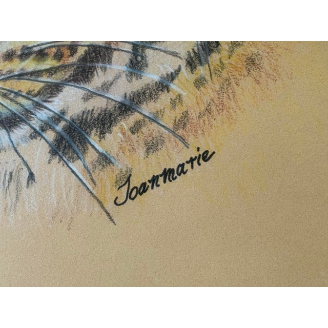 Vintage Signed Pastel Leopard Portrait – Framed Wildlife Big Cat Art by Joanmarie For Sale - Image 4 of 6