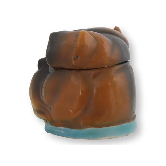 Dresden Porcelain 19th-Century Hand-Painted Dresden Pug Tobacco Box For Sale - Image 4 of 7