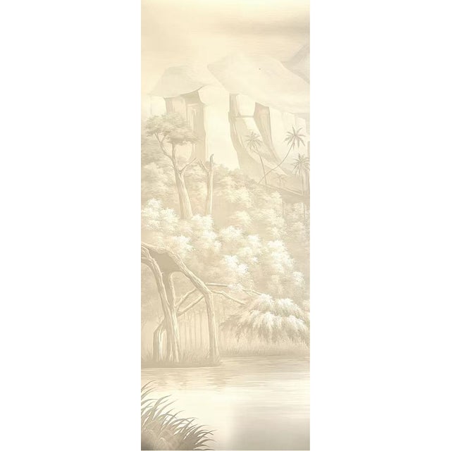 36" * H96" * 3ps,‌ Designer Artistic Wallpaper, Embossed Distant Mountains and Cloud Sea Mural, Premium Gray-White Seamless Wall Covering For Sale - Image 4 of 4