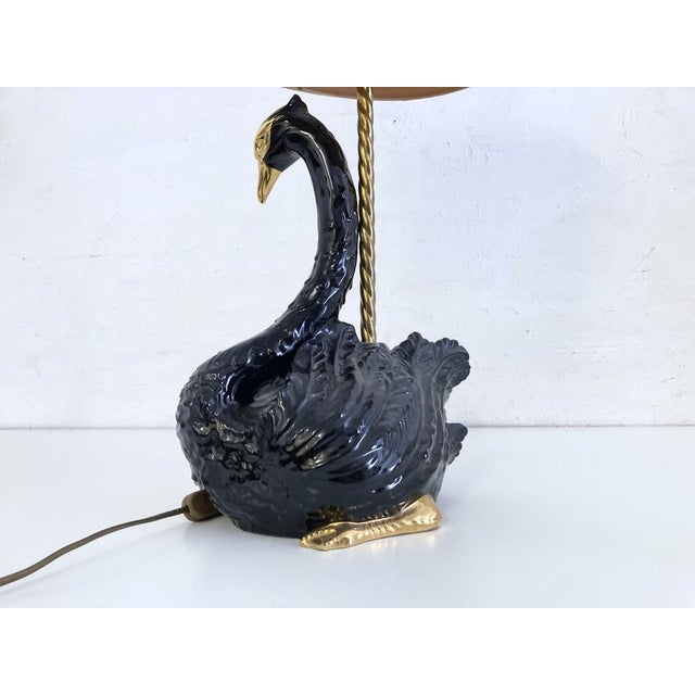 Sculpable Ceramic Table Lamp with Swan by Ceramiche Zanotto, Bassano, 1960s For Sale - Image 13 of 18