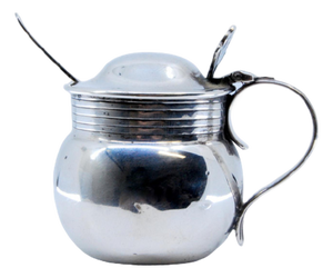 Silver Sugar Bowl with Spoon and Glass Core