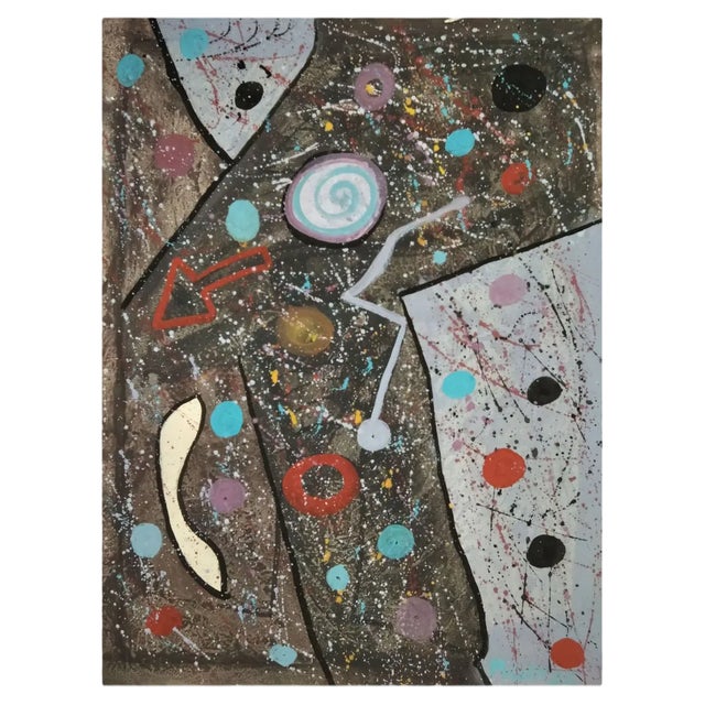 Domingo Millan, Composition, 1986, Mixed Media on Paper For Sale