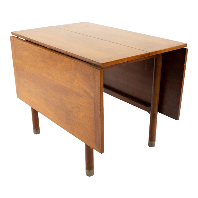 American Of Martinsville Mid Century Drop Leaf Dining Table With Metal Accented Legs Chairish