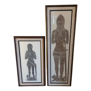 Rare Medieval Knight Tomb Impression – Westminster Abbey & Stoke D’Abernon – Framed Set of Brass Rubbings For Sale