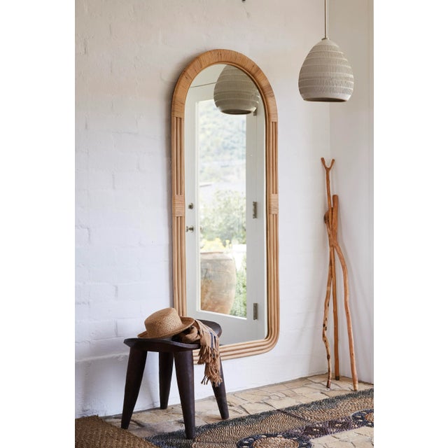 Brown Pelicano Rattan Floor Mirror For Sale - Image 8 of 9