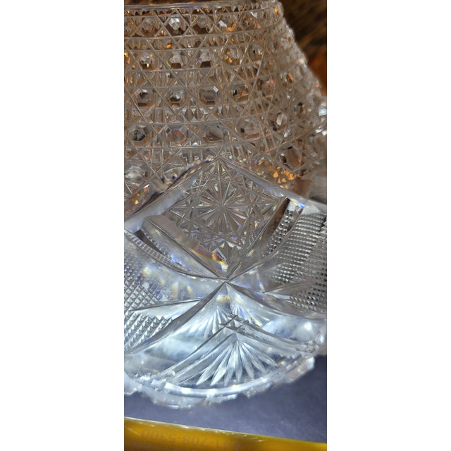 Late 19th Century Antique American Brilliant Cut Glass Carafe Hobstar Crystal C1900 For Sale - Image 5 of 12
