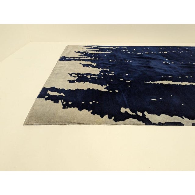 Vintage Blue Rug in Wool For Sale - Image 15 of 17