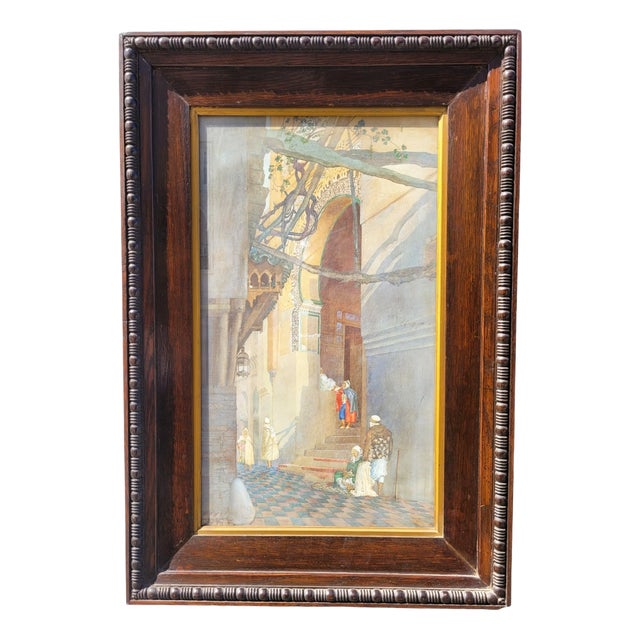 Lively Alley, Late 19th-Early 20th Century, Watercolor, Framed For Sale