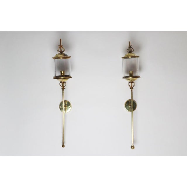 1950s Brass and Glass Wall Sconces from Maison Lunel, France, 1950s, Set of 2 For Sale - Image 5 of 18