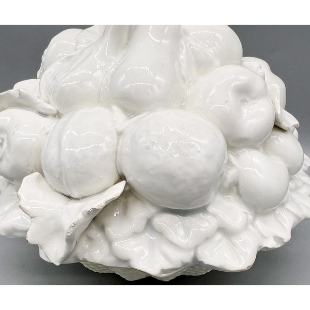 Capodimonte Italian White Ceramic Fruit Tureen or Covered Bowl - Blanc De Chine - Mid Century, Neoclassical, Hollywood Regency For Sale - Image 4 of 18