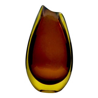 Flavio Poli for Seguso Vetri D’Arte Model 12431 Sommerso Teardrop Vase For Sale