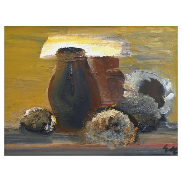 Edvards Grube, Still Life with Sunflowers, Oil on Canvas For Sale