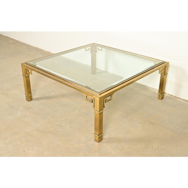 Mastercraft Hollywood Regency Greek Key Brass and Glass Cocktail Table, 1970s For Sale - Image 10 of 10