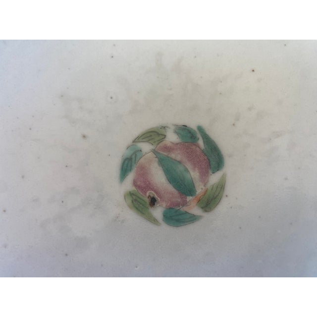 Off-white Vintage Chinese Famille Rose Porcelain Peach Longevity Bowl For Sale - Image 8 of 8