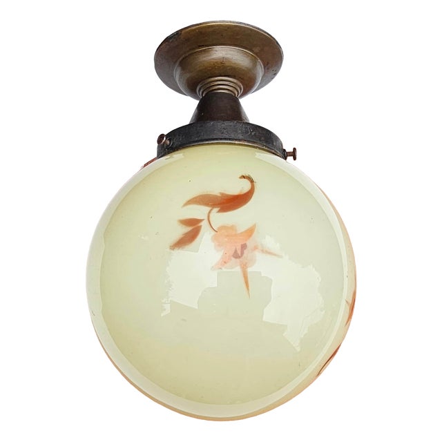 Art Deco Brass Plafond Celling Lamp, 1920s For Sale