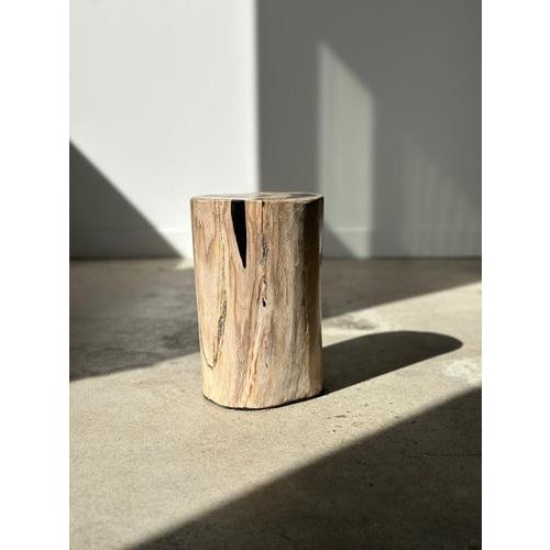 Side Table in White Petrified Wood with Black Spots For Sale - Image 6 of 18