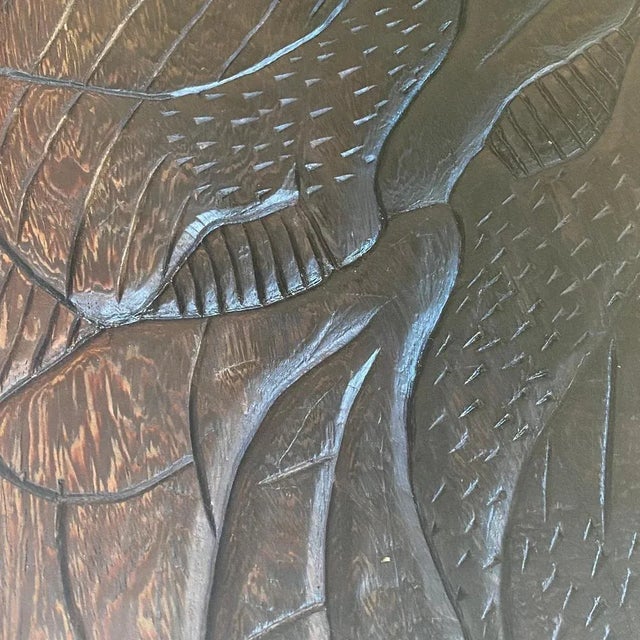 Large Brutalist Wooden Vide Poche in Brown, France, 1970s For Sale - Image 6 of 10