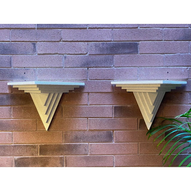 Wood 1980s Art Deco Postmodern Shelf Shelves Display- a Pair For Sale - Image 7 of 7