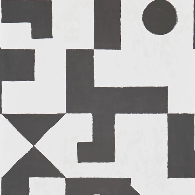 A stylish study of geometric shapes, this graphic pattern by Porter Teleo has a two-panel repeat. It's a striking, mural-...