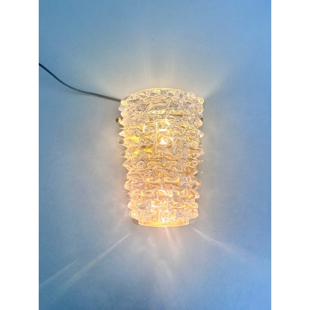 A pair Barovier Style Art Deco Rostrato Clear Italian Murano Glass Wall Sconces Elegant pair of Italian wall sconces...