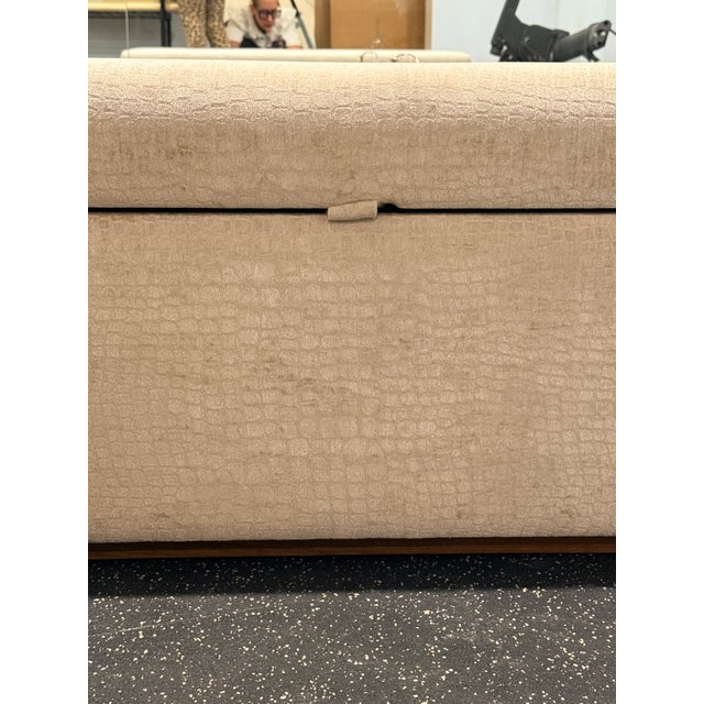 Champagne Velvet Crocodile Storage Bench Made for the foot of a queen bed but really perfect anywhere. Hinged lid and...