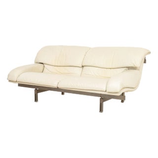 Saporiti Italia "Wave" Cream Leather Two-Seat Sofa For Sale